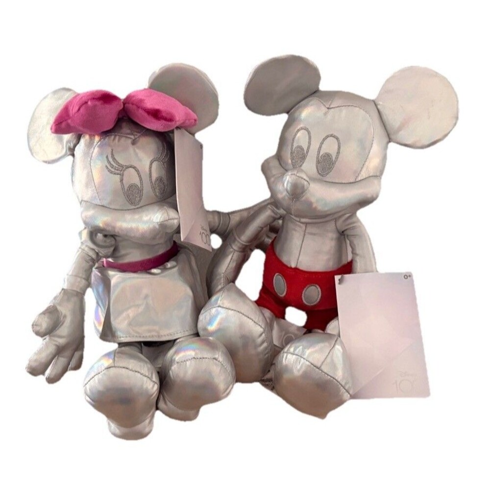Disney Mickey and Minnie Mouse Plush silver edition NWT